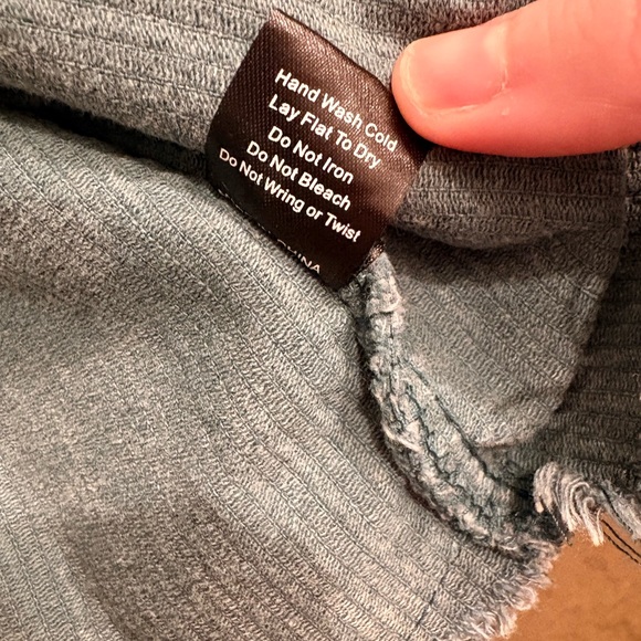 POL Blue Button Down Corduroy Trucker Jacket with Raw Hem Teal, Size Medium - Picture 12 of 12